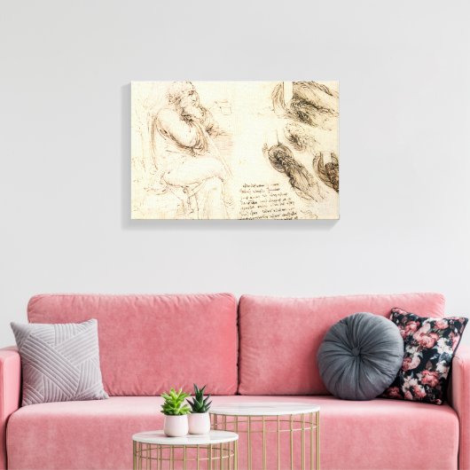 Leonardo da Vinci's Oude Man en Waterschets Canvas Afdruk (Insitu (Woonkamer))