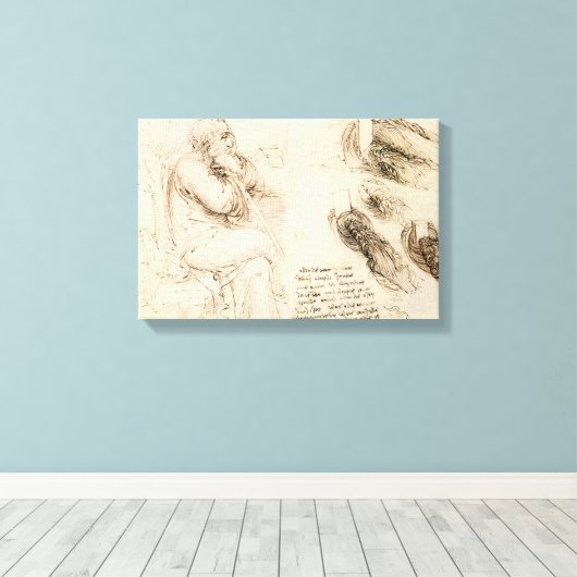 Leonardo da Vinci's Oude Man en Waterschets Canvas Afdruk (Insitu (Houten vloer))