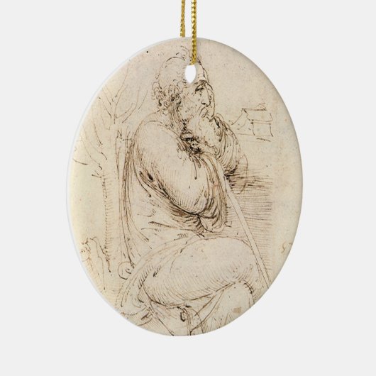 Leonardo da Vinci's Oude Man en Waterschets Keramisch Ornament (Rechts)