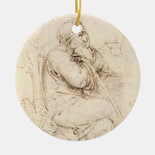 Leonardo da Vinci's Oude Man en Waterschets Keramisch Ornament (Voorkant)