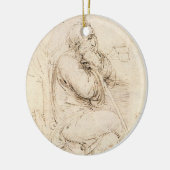Leonardo da Vinci's Oude Man en Waterschets Keramisch Ornament (Links)