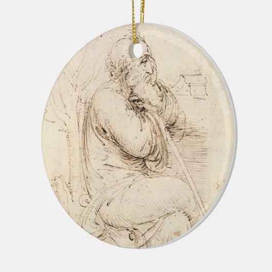 Leonardo da Vinci's Oude Man en Waterschets Keramisch Ornament (Links)