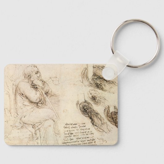 Leonardo da Vinci's Oude Man en Waterschets Sleutelhanger (Voorkant)