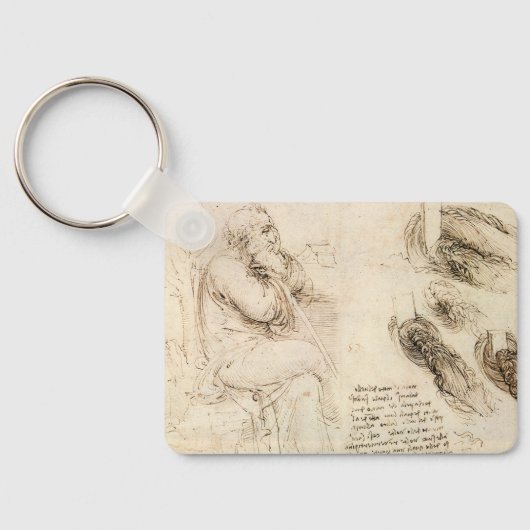 Leonardo da Vinci's Oude Man en Waterschets Sleutelhanger (Achterkant)