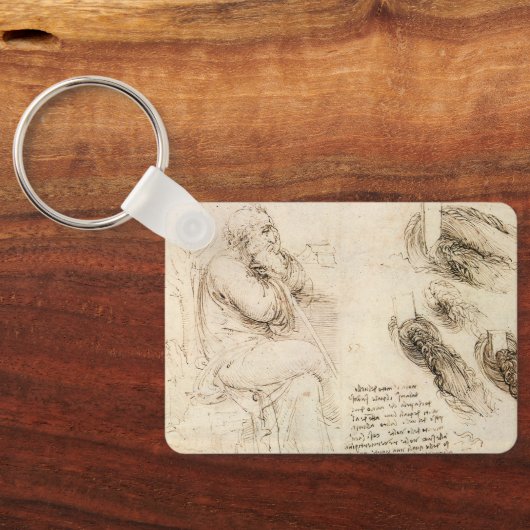 Leonardo da Vinci's Oude Man en Waterschets Sleutelhanger (Achterkant)