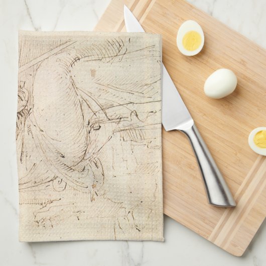 Leonardo da Vinci's Oude Man en Waterschets Theedoek (Quarter Fold)