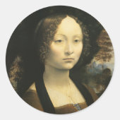 Leonardo da Vinci's Portrait of Ginevra Benci Ronde Sticker (Voorkant)