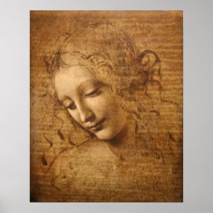 Leonardo da Vinci's Scapigliata, Hoofd van een vro Poster