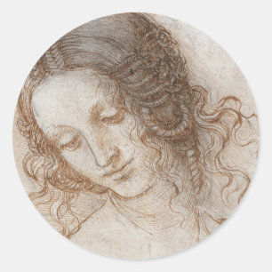Leonardo da Vinci's studie van het hoofd van Leda Ronde Sticker