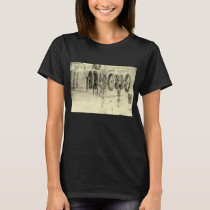 Leonardo da Vinci's technische schets van een wiel T-shirt