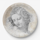 Leonardo DaVinci Sketch Leda Parchment Elegant Art Papieren Bordje (Voorkant)
