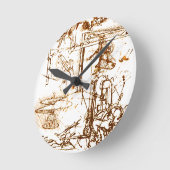 Leonardo DaVinci sketched wall clock Ronde Klok (Hoek)