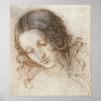 Leonardo Head of Woman Drawing Poster