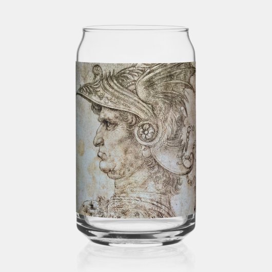 Leonardo’s Helmeted Warrior bierblikje Blikvorm Glas (Voorkant)