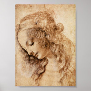 Leonardo Sketch van een vrouwenhoofd Poster