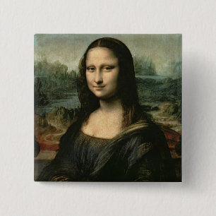 Leonardo Vinci Mona Lisa, c.1503-6 Vierkante Button 5,1 Cm