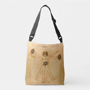 Leonardo Vitruvian Man as American Football Player Crossbody Tas