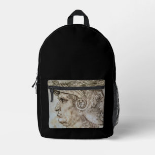 Leonardo's Helm Dragende Krijger Bedrukte Rugzak