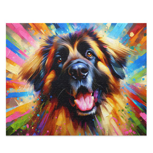 Leonberger Acryl Kunst: Goud met Zwarte Punten Leo Legpuzzel