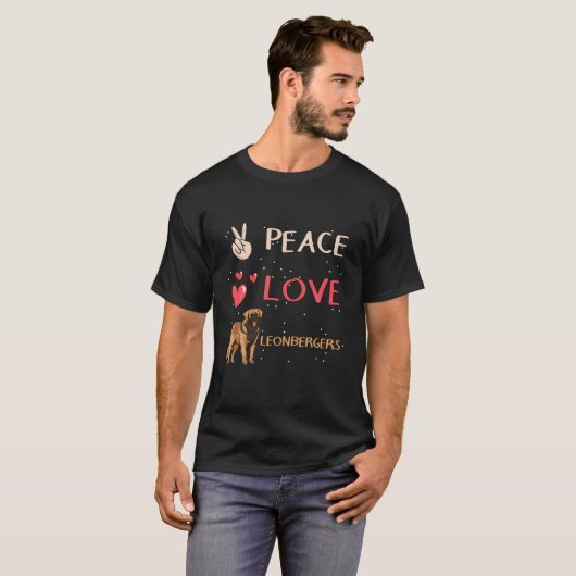 Leonberger Dog Owner Peace Love Leonbergers T-shirt (Voorkant volledig)