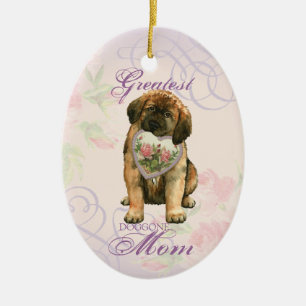 Leonberger Heart Maman Ornement céramique