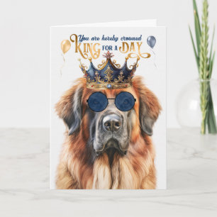 Leonberger Hondenkoning voor een Dag Grappige Verj Kaart