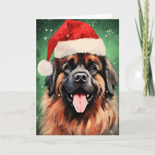 Leonberger Kerst borstel schilderkunst kunstwerk Feestdagen Kaart (Voorkant)