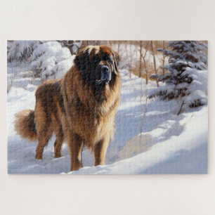 Leonberger Laat het sneeuwen Kerstmis Legpuzzel