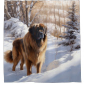 Leonberger liet het sneeuwen Kerstmis Douchegordijn (Voorkant)