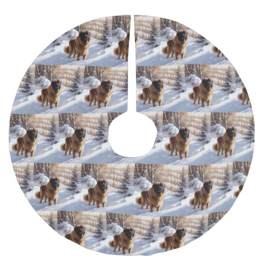 Leonberger liet het sneeuwen Kerstmis Kerstboom Rok (Voorkant)