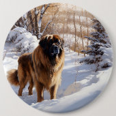 Leonberger liet het sneeuwen Kerstmis Ronde Button 6,0 Cm (Voorkant)