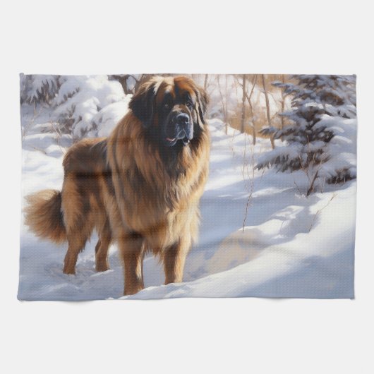 Leonberger liet het sneeuwen Kerstmis Theedoek (Horizontaal)