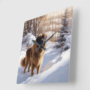 Leonberger liet het sneeuwen Kerstmis Vierkante Klok