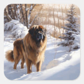 Leonberger liet het sneeuwen Kerstmis Vierkante Sticker (Voorkant)