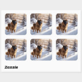 Leonberger liet het sneeuwen Kerstmis Vierkante Sticker (Vel)