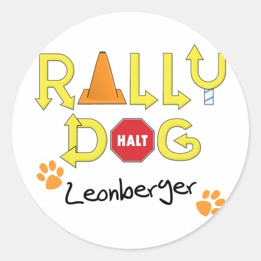 Leonberger Rally Dog Ronde Sticker (Voorkant)