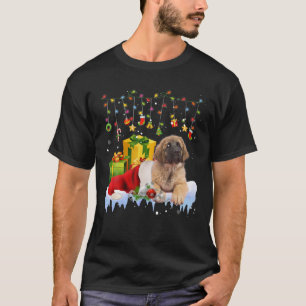 Leonberger Santa Hat Christmas Lights Christmas Pa T-shirt