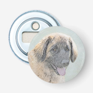 Leonberger schilderen - Kute Original Dog Art Button Flesopener