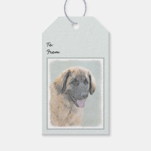 Leonberger schilderen - Kute Original Dog Art Cadeaulabel