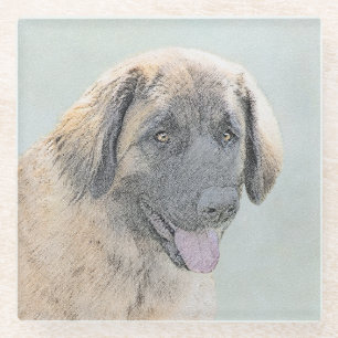 Leonberger schilderen - Kute Original Dog Art Glazen Onderzetter