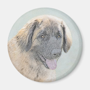 Leonberger schilderen - Kute Original Dog Art Magneet