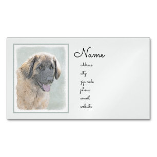 Leonberger schilderen - Kute Original Dog Art Magnetisch Visitekaartje