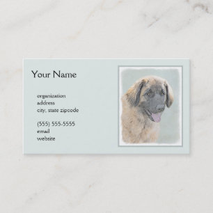 Leonberger schilderen - Kute Original Dog Art Visitekaartje