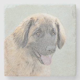 Leonberger schilderen - Originele Dog Art aanklage Stenen Onderzetter