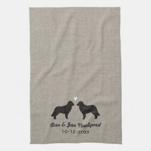 Leonberger Silhouetten met Hart - Personaliseren Theedoek