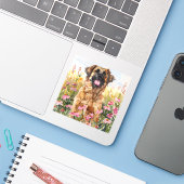 Leonberger Watercolor Sticker (Die-cut) (Ordinateur portable avec iPhone)