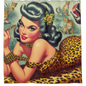  Leopar Print Pin Up Douchegordijn (Voorkant)