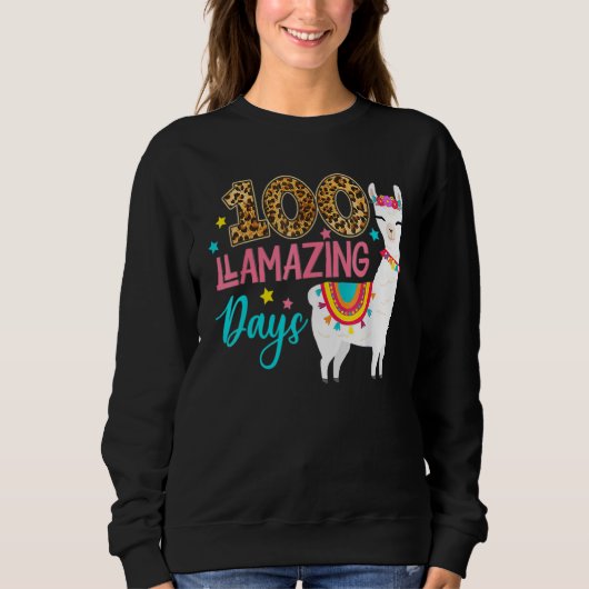 Leopard 100 Llamazing Days Llama Teacher 100th Day Trui (Voorkant)