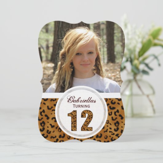 Leopard 12e verjaardag: Afbeelding:partijuitnodigi Kaart (Staand voorkant)