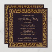 Leopard 21st Birthday Party Invitation Kaart (Voorkant / Achterkant)
